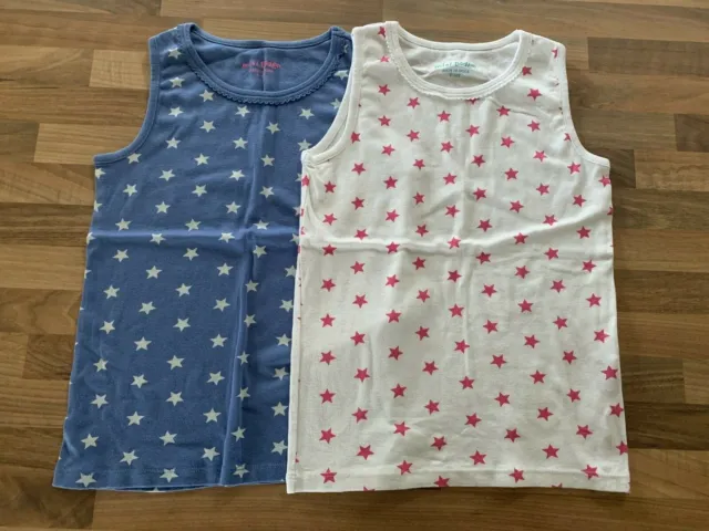Pre-Loved Mini Boden Pretty Star Vest Tops In Pink Or Blue Age 9-10 Years Summer