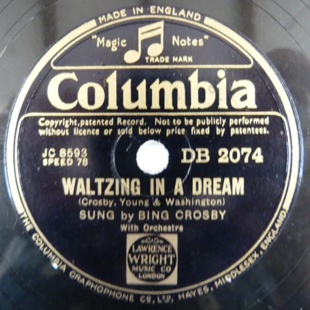 78 rpm BING CROSBY we are making hay while the sun shines / waltzing in a dream 2