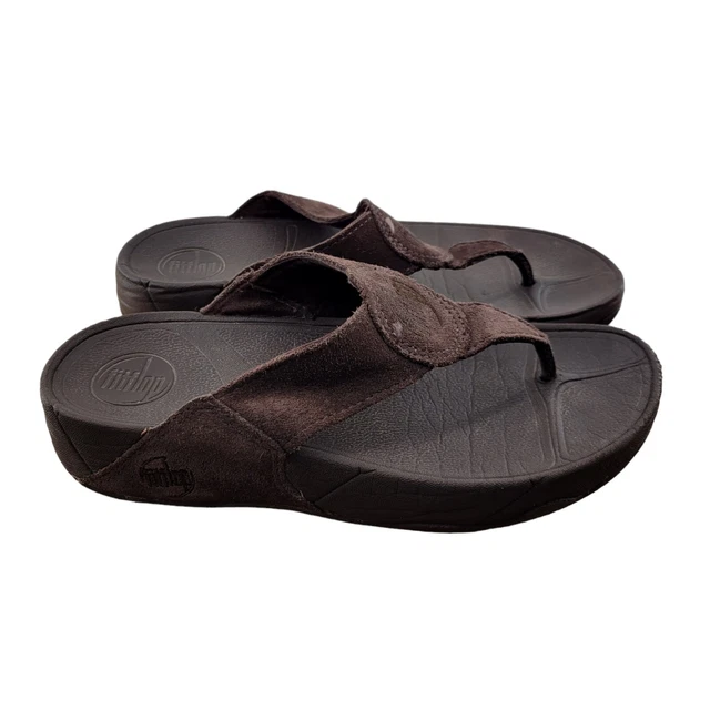 Fitflop Oasis Thong Slide Sandals Chocolate Brown Suede Women's Size 6 37