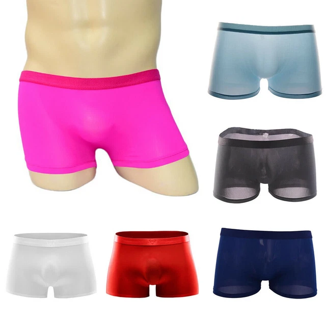 MEN'S SEXY BOXERS Briefs Underwear Ice Silk Bulge Pouch Shorts
