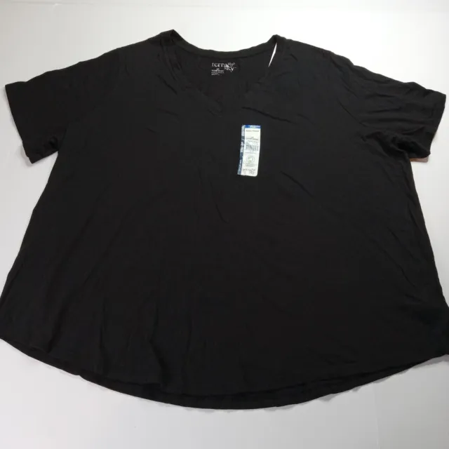 TERRA & SKY Womens Plus Size V- Neck Short Sleeve T- Shirt Size 3X Black  $6.88 - PicClick