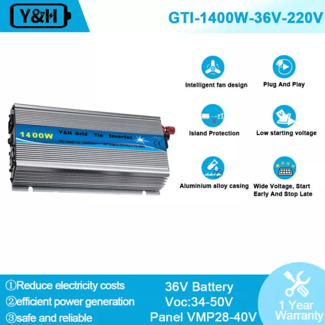 Y&H 1200W Grid Tie Inverter Power Limiter LCD Display DC55-90V