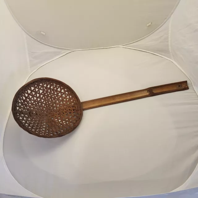 BASKET LADLE HANDLE HAND MADE WEAVING BASKETRY HOME ART CRAFT 19.5"  Rustic Home