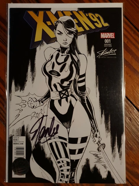 X-Men 92 #1 J Scott Campbell Psylocke sketch  variant signed by Stan lee NM
