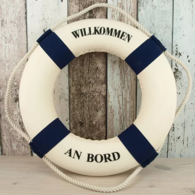 Deko Rettungsring 25cm blau/weiß WILLKOMMEN AN BORD für die maritime Dekoration