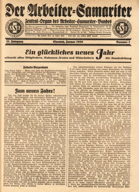 Der Arbeiter-Samariter. Zentralorgan d. ASB, Jg. 1930 (Nr. 1,2, 5,6, 10,11,12)