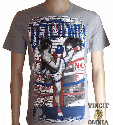 T-Shirt Maglietta Muay Thai Boxing Boxe Thai Ring Fighter Grigio