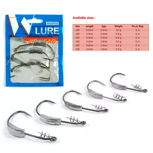 OFFSET HOOKS WEIGHTED Screw Lock Weedless Spring Pike Perch Fishing Soft  Lure £5.30 - PicClick UK