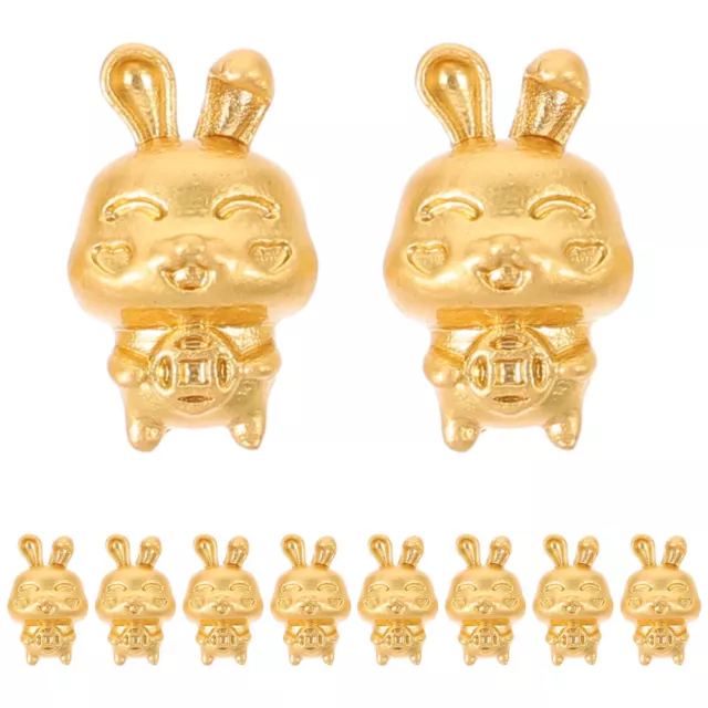 20 Pcs DIY Pendants Chinese Zodiac Rabbit Charms Shajin Wufu Bracelet