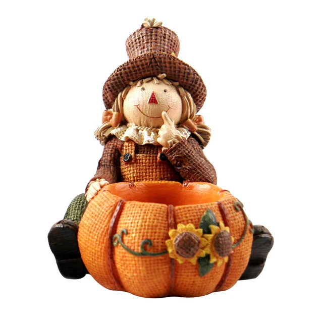 Candelabros decorativos de escritorio con soporte de calabaza soporte para velas luz de té