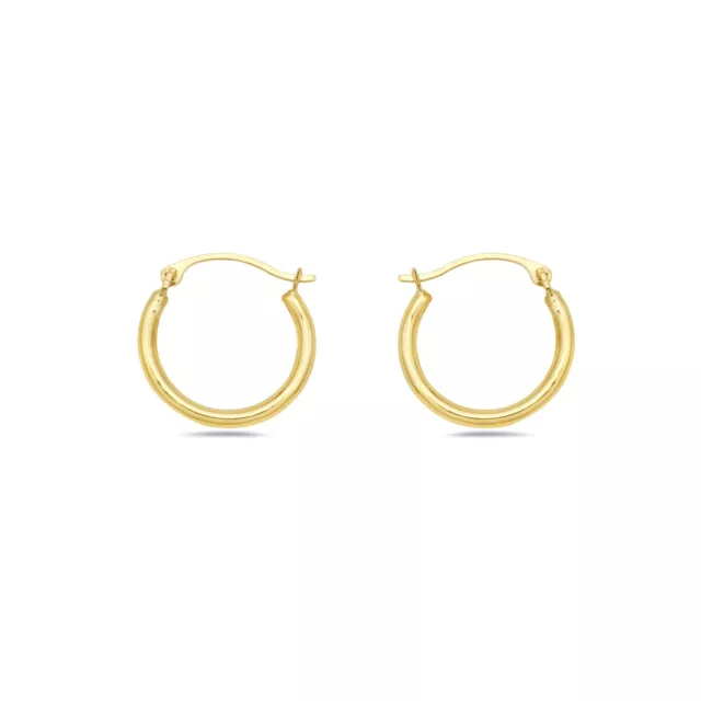 14K Gold High Polish Basic French Lock Hoop Earrings - Jewelry for Womens/Girls