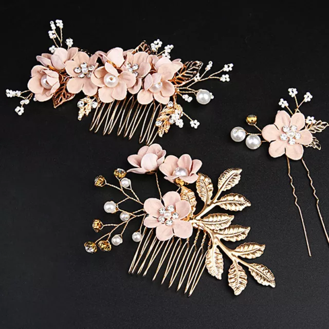 Pearl Crystal Hair Pins Clips Bridesmaid Comb Flower Wedding Bridal Jewelry