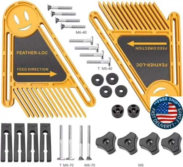 Bloque de empuje para sierra de mesa True-Flex Featherboard, paquete de 2 vallas