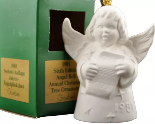 GOEBEL Annual Angel Bell 1981 Christmas Ornament White with Music Sheet MIB