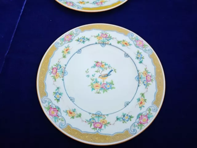 Vintage set of  2  gold isis floral pattern plates 9 " by  Mintons England 1940