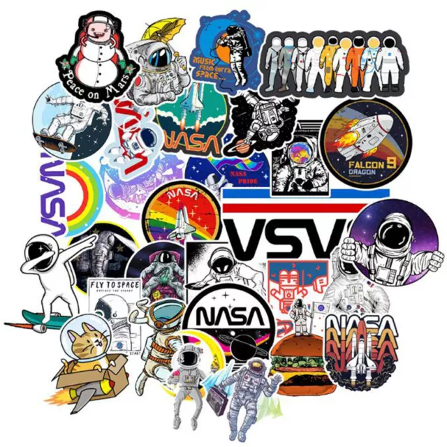 50Pcs Cartoon Astronaut Waterproof Kids Sticker DIY Sticker Children Classic  $d 3