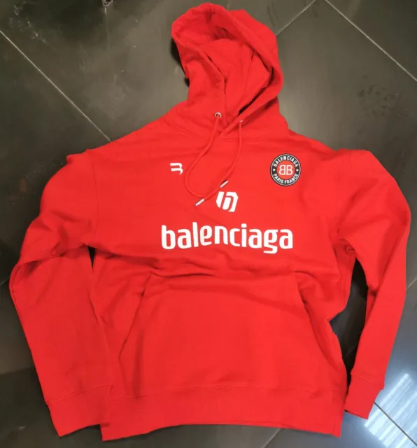Balenciaga Hoodie Red Size L Embroidery Cotton Jersey
