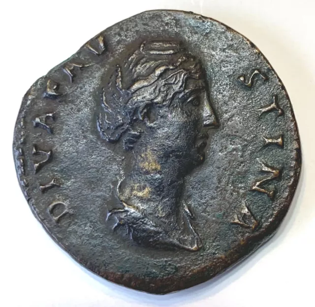 Ancien Bronze Romain Sestertius ; Diva Faustina ; Après 141 Ad ; Tres Belle Pièce !