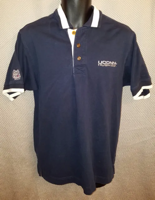 Connecticut UConn Huskies Navy Blue Cotton Coach's Golf Polo Shirt - Mens Small