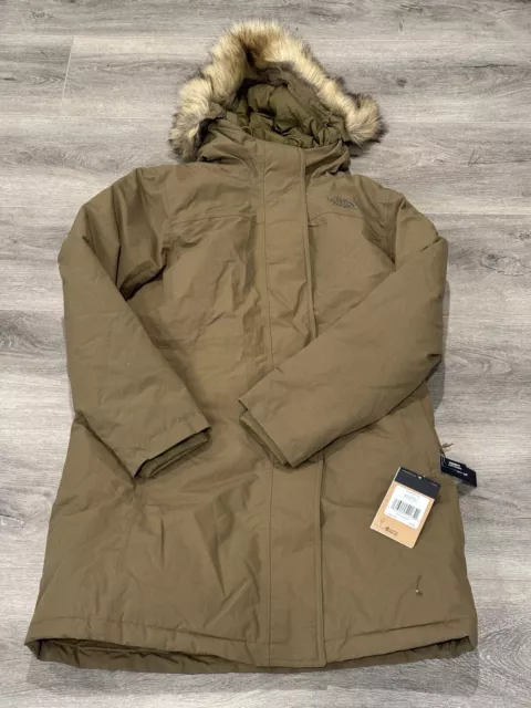 Womens The North Face Arctic Parka 2 Down Waterproof Warm Winter Jacket Olive L