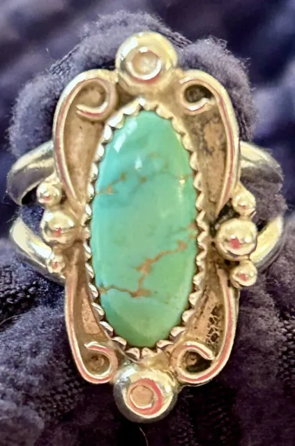 JM Designer Sterling Silver 925 Turquoise Ring Navajo Size 5 1/2