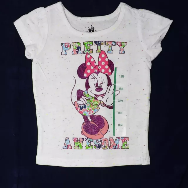 Disney Baby Minnie Mouse Pretty Awesome White Short Sleeve Shirt - 18m