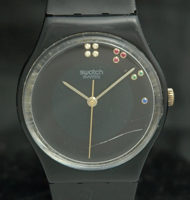 1985 SIR LIMELIGHT SWATCH WATCH GB106 1980s VTG Diamond 