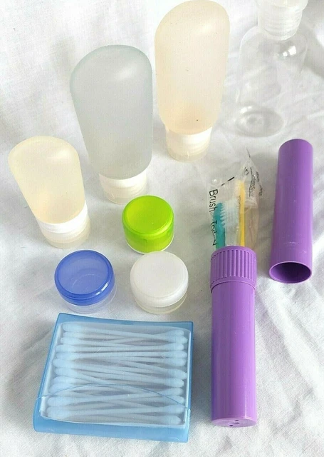 GoToob Travel Toiletry Shave BATH approved 11 PC SET PLASTIC carryon fluid TUBES