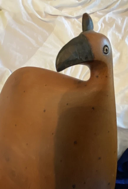 Unusual 13" Hand Carved Wooden Bird Quail Sculpture - Signed by Artist JHN