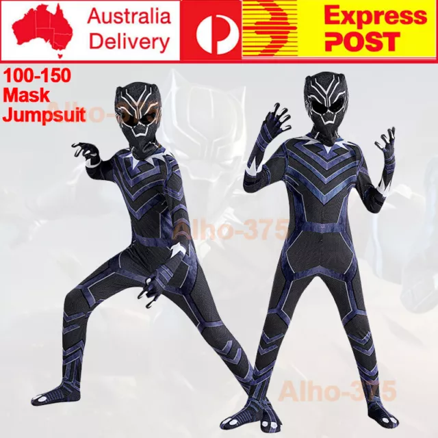 Kids Black Panther Cosplay Costume Boys Super Hero Jumpsuit Christmas Outfits