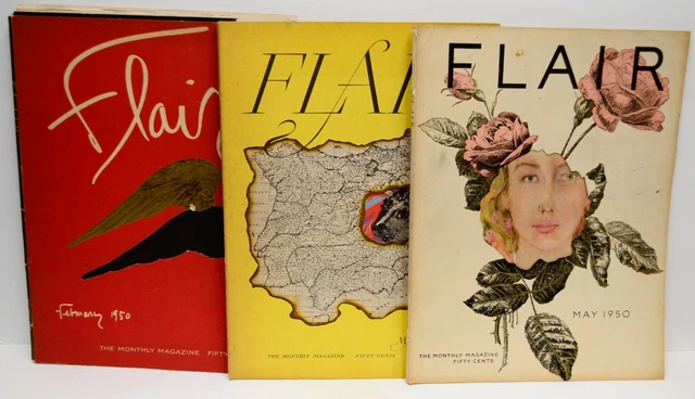 FLAIR Magazine 1950 1,2,4 1st incomplete Falling Apart Most Inserts Present Vtg FLAIR Magazine 1950 1,2,4 1st incomplete Falling Apart Most Inserts Present Vtg
