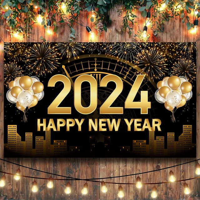 2024 HAPPY NEW Year Photography Backdrop Firework for Christmas Party