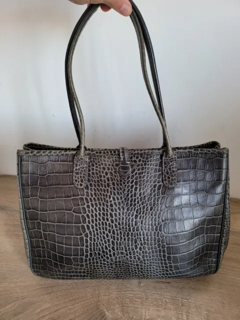 Longchamp Roseau Croc Embossed Leather Bag - Tote - Shopper - Authentic - Used 3