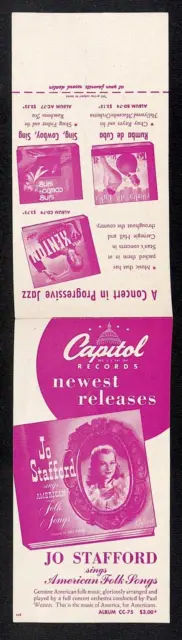 Capitol Records "Jo Stafford Signs American Folk Songs" c1948 & Hits List Sheet