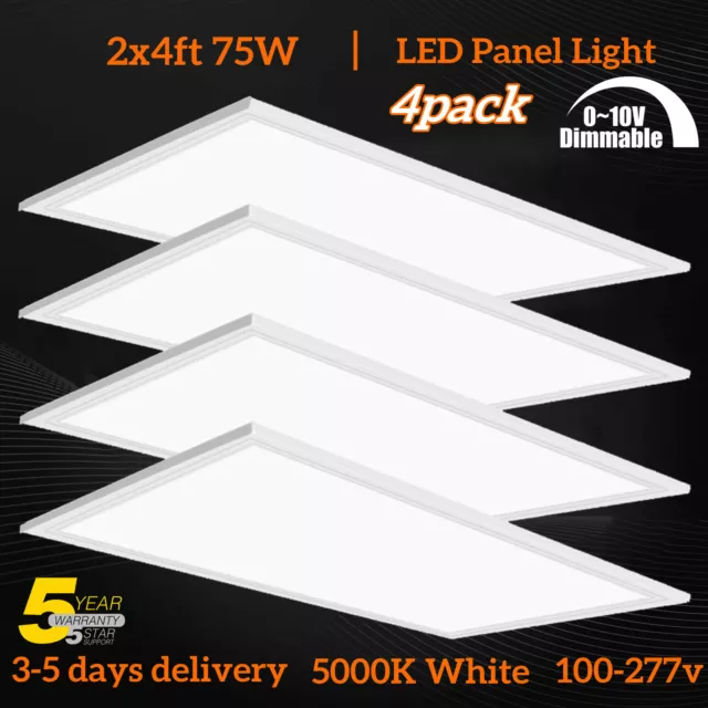 4 Pack 2X4 FT Ultra Thin LED Flat Panel Lighting / LED Drop Ceiling Light Panels