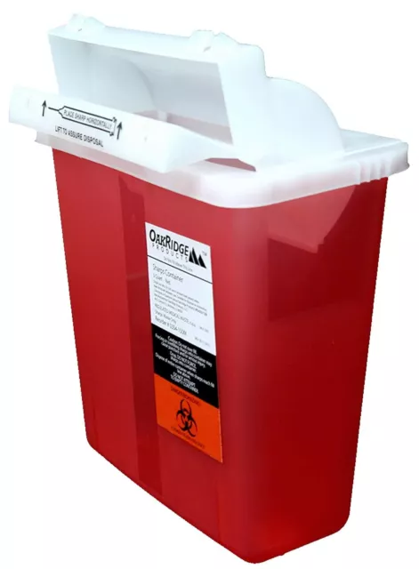 Oakridge 5 Quart - Sharps Disposal Container with Mailbox Style Lid