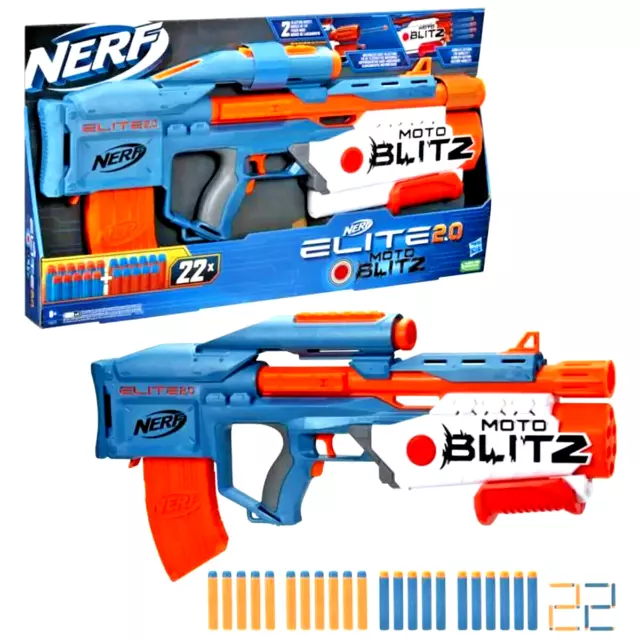 Nerf Elite 2.0, blaster Echo CS-10, 24 fléchettes Nerf, chargeur 10  fléchettes, crosse amovible et rallonge de canon - Nerf