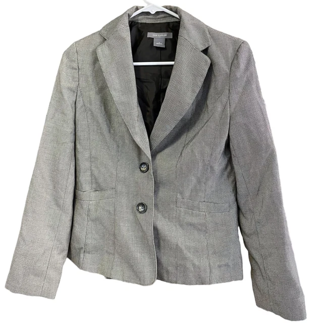 Ann Taylor Sz 4 Gray Blazer Jacket Single Breasted Professional Office Executive