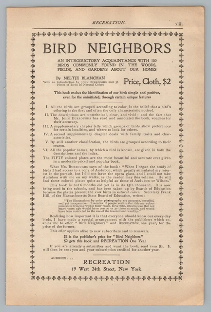 1896 Recreation Print Ad Bird Birder, L L Bales Seattle Washington