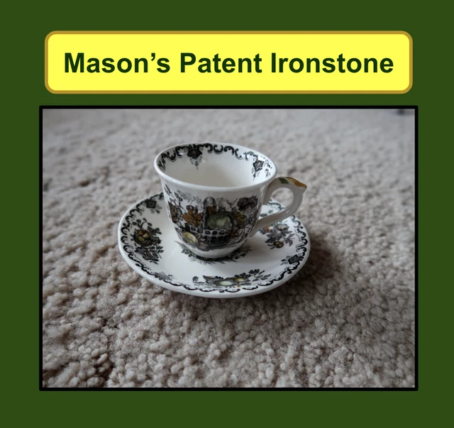 ☀️ Juego de tazas de café y platillo Mason's espresso Demitasse CESTA DE FRUTAS, té ☀️