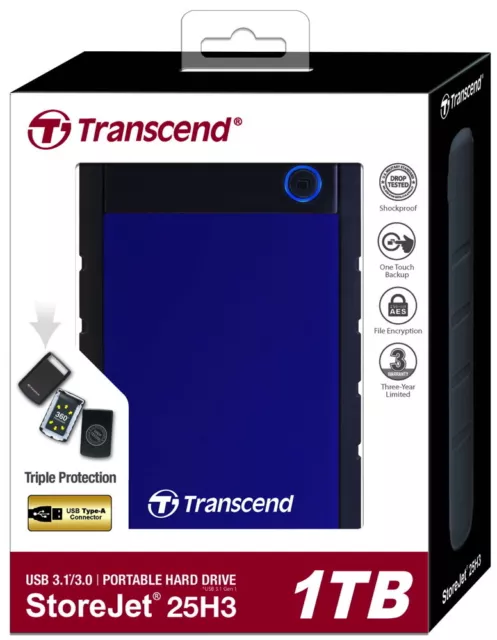 Transcend HDD externe Festplatte StoreJet 25H3 2,5 Zoll 1TB USB 3.1 navy blue