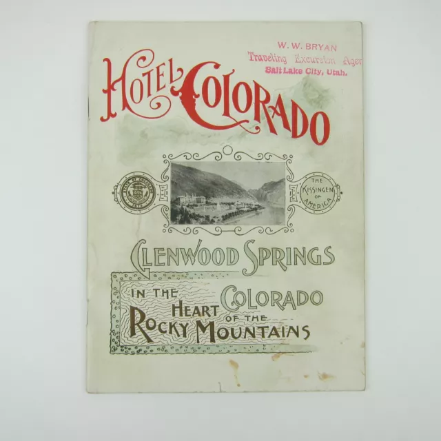 Glenwood Hot Springs Hotel Colorado Advertising Booklet Photos Map Antique 1890s