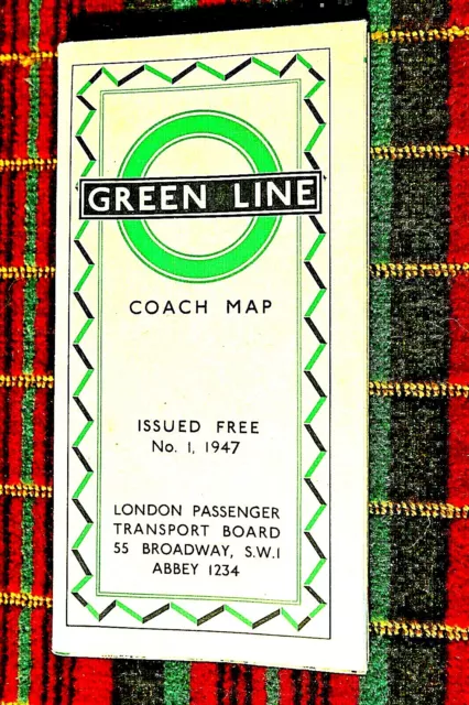 GREEN LINE COACHES BUS ROUTE MAP No. 1 1947 - London Transport LPTB.  MINT COND