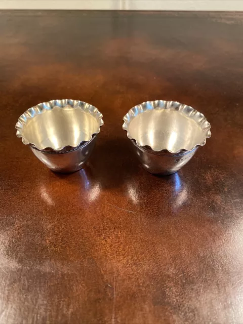 Two (2) 1889 English Sterling Silver Salts w/Ruffle Top and No Monogram