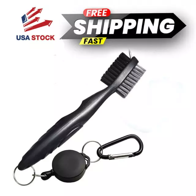 Golf Club Brush Tool Double Sided Kit Groove Cleaner Cleaning Tool Retractable