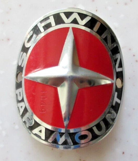 Vintage Schwinn PARAMOUNT bicycle HEAD BADGE tag emblem Vintage Schwinn PARAMOUNT bicycle HEAD BADGE tag emblem