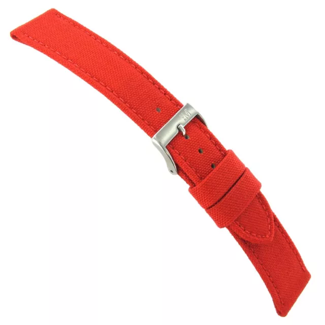 24mm Morellato Padded Stitched Genuine Cordura Canvas Bright Red Watch Band
