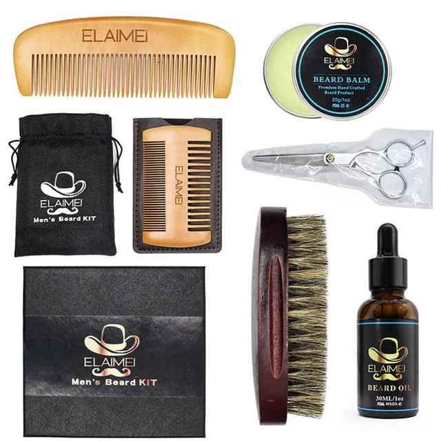 Spazzola per baffi spazzola per pettine per barba schiuma da barba set 6 pezzi