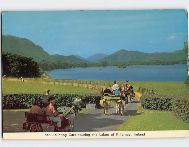 Postcard Irish Jaunting Cars Touring The Lakes Of Killarney, Ireland