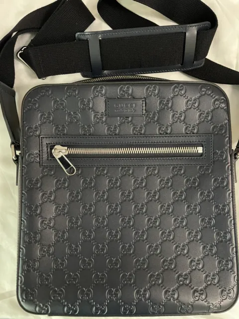 Gucci Signature Zip Messenger Bag Blue